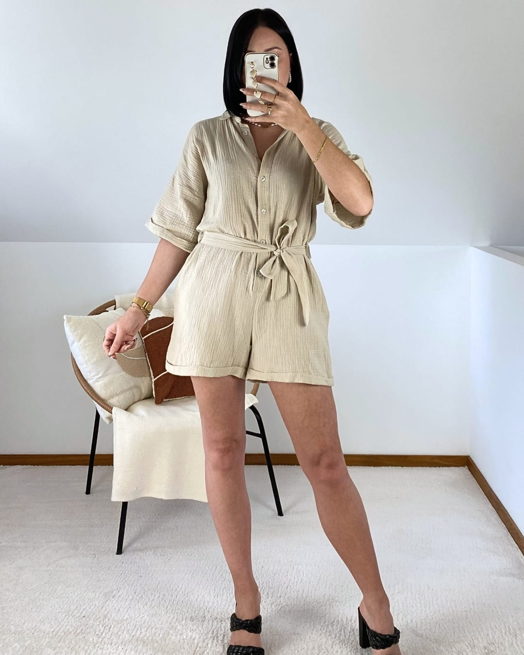 Cotton gauze playsuit