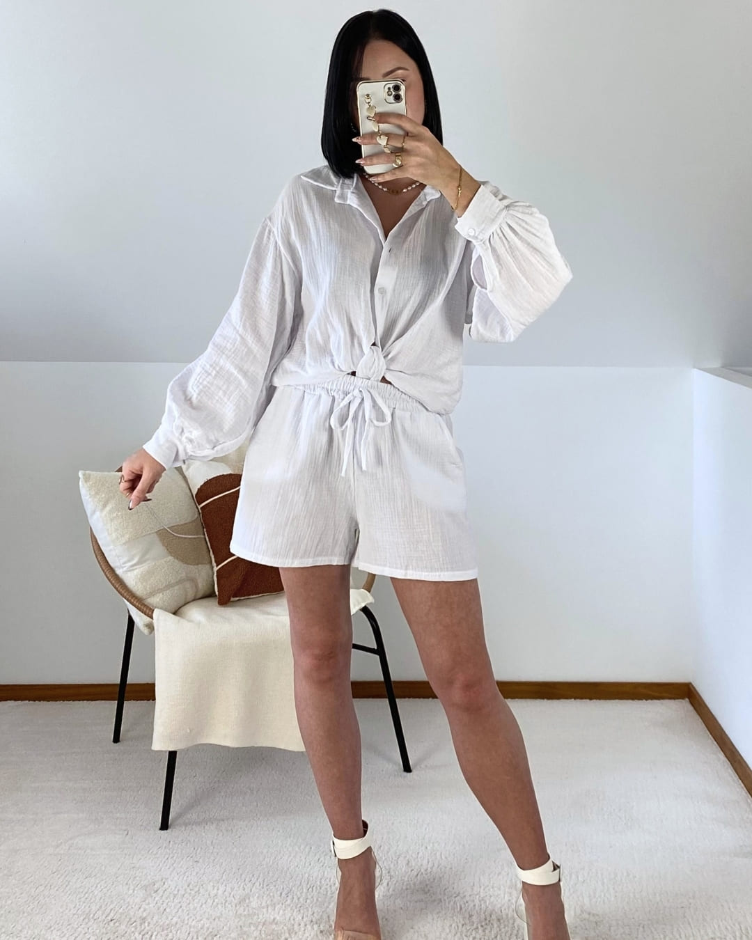 Cotton gauze set: Shirt and shorts