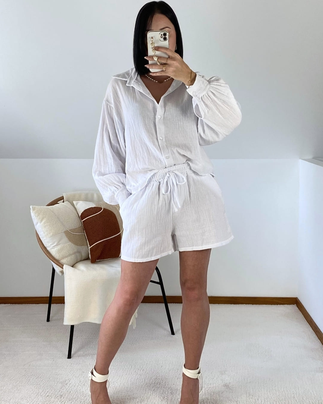 Cotton gauze set: Shirt and shorts