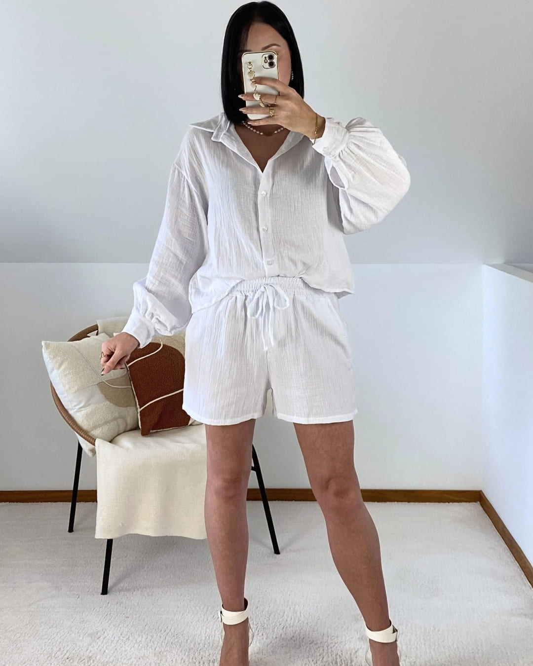 Cotton gauze set: Shirt and shorts
