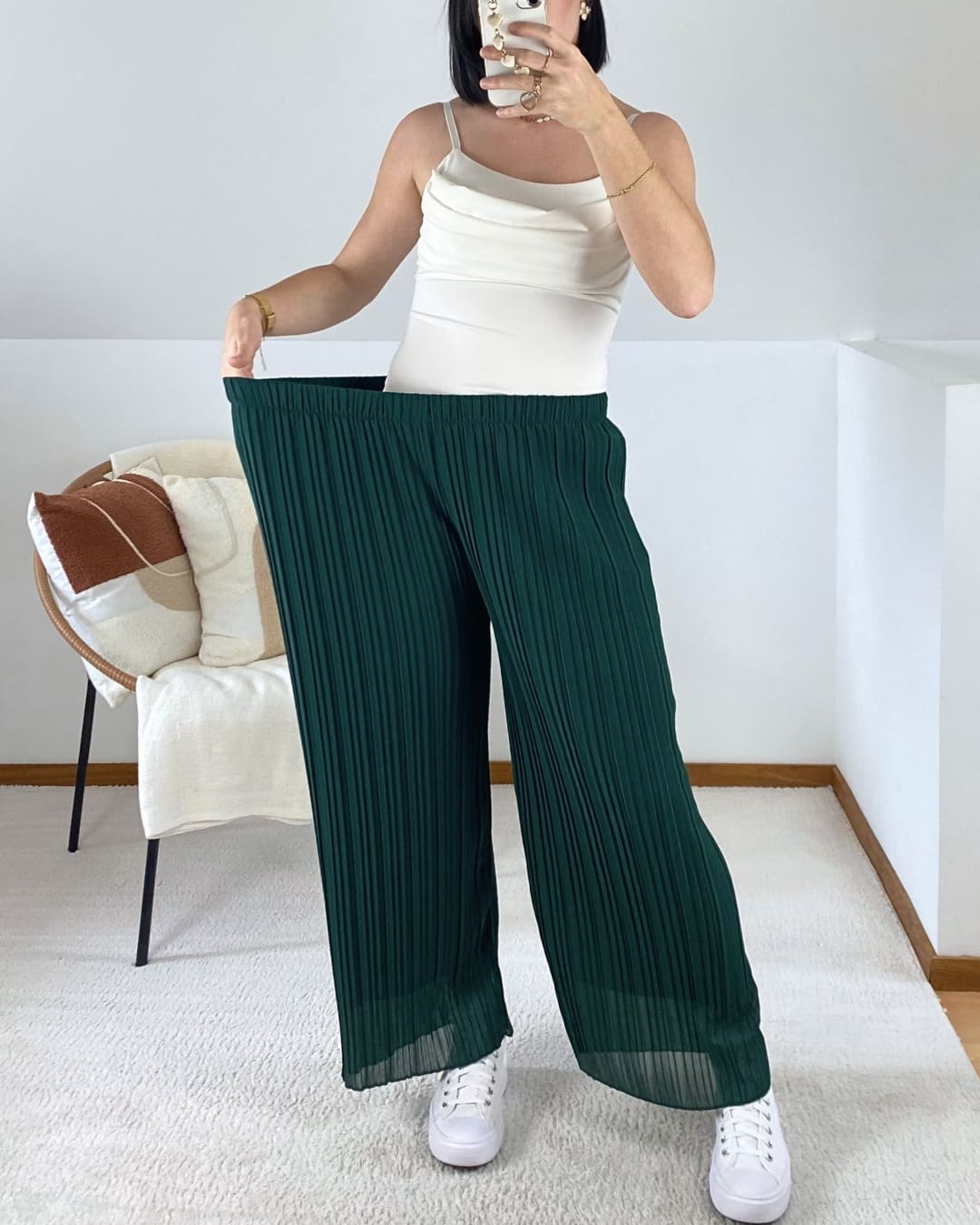 Pantalon large plissé uni