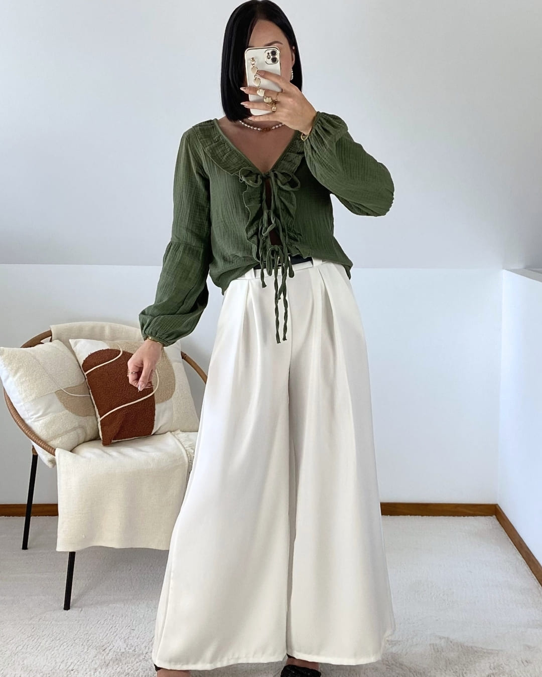 Pantalon large avec ceinture