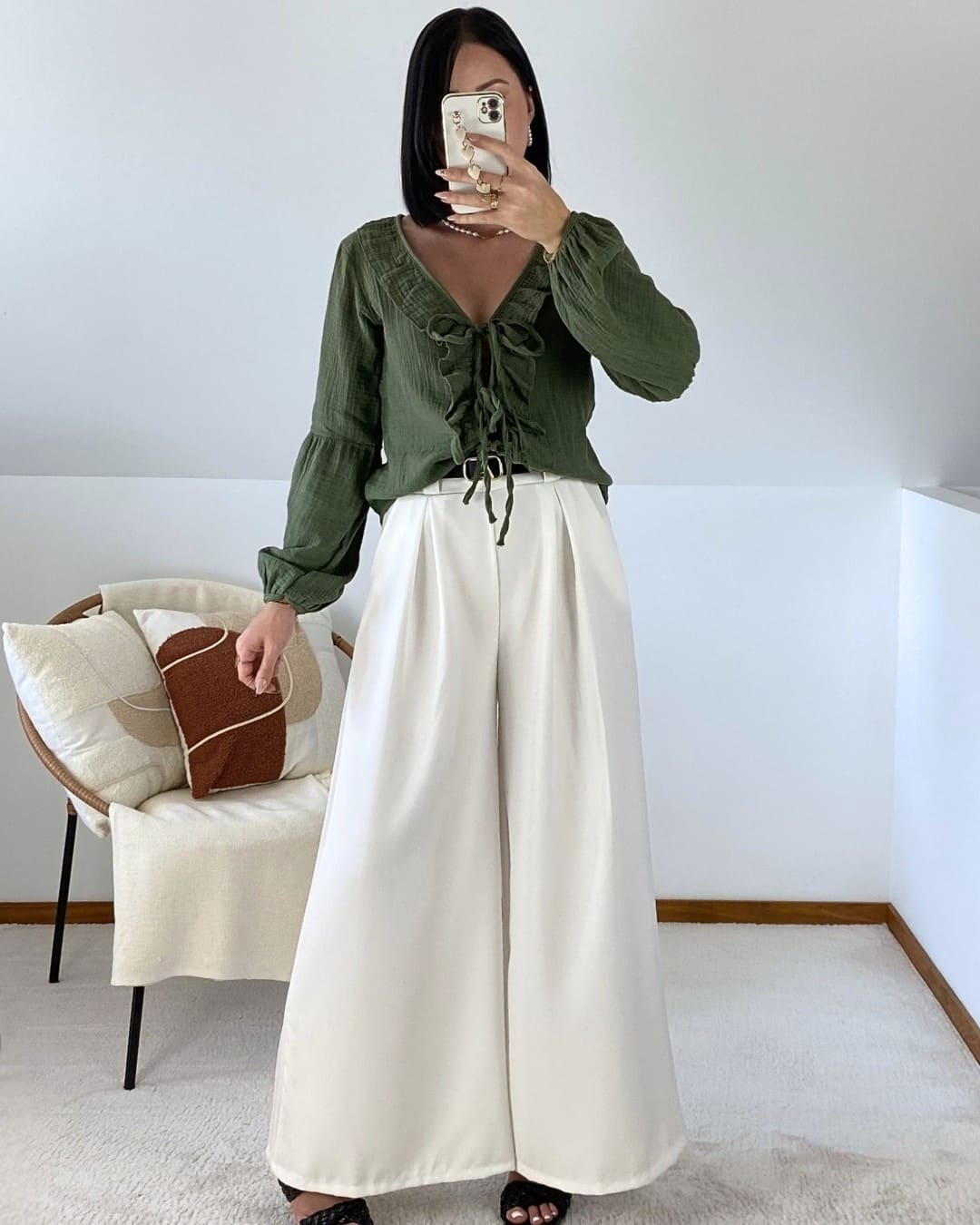 Pantalon large avec ceinture