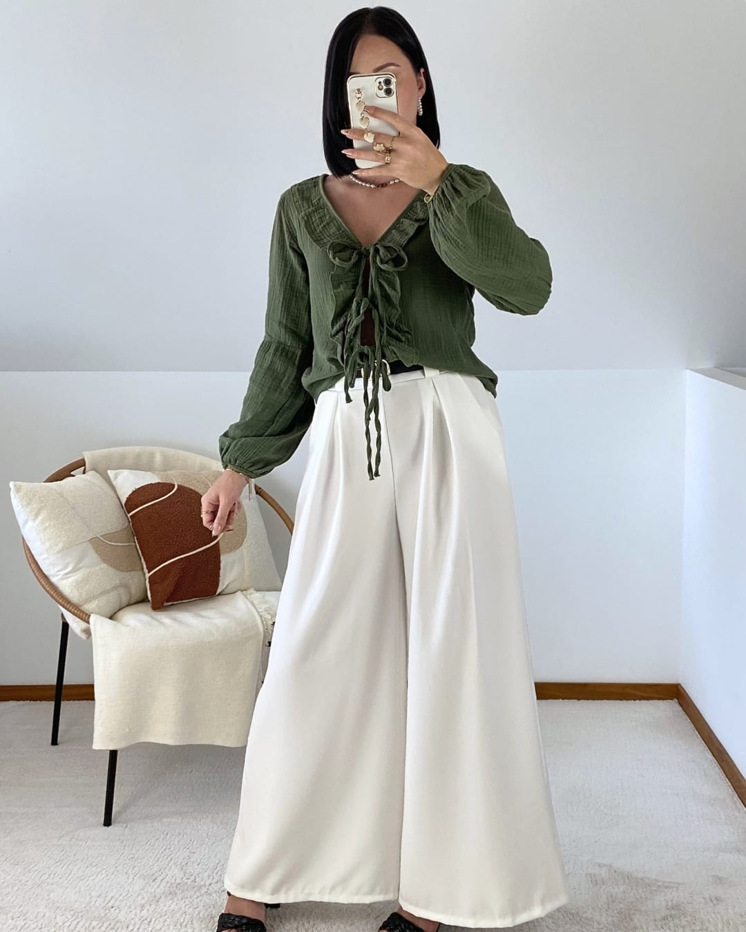 Pantalon large avec ceinture