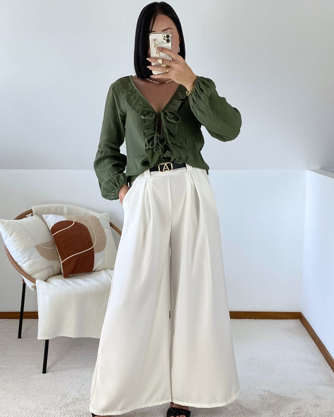 Pantalon large avec ceinture