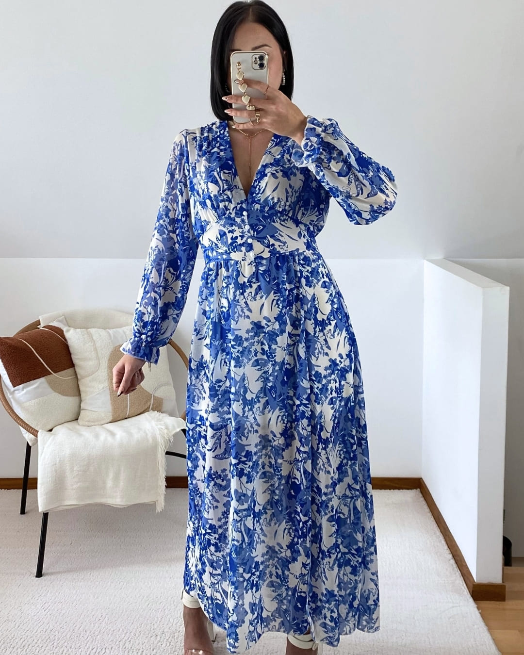 Robe longue fluide à imprimé floral