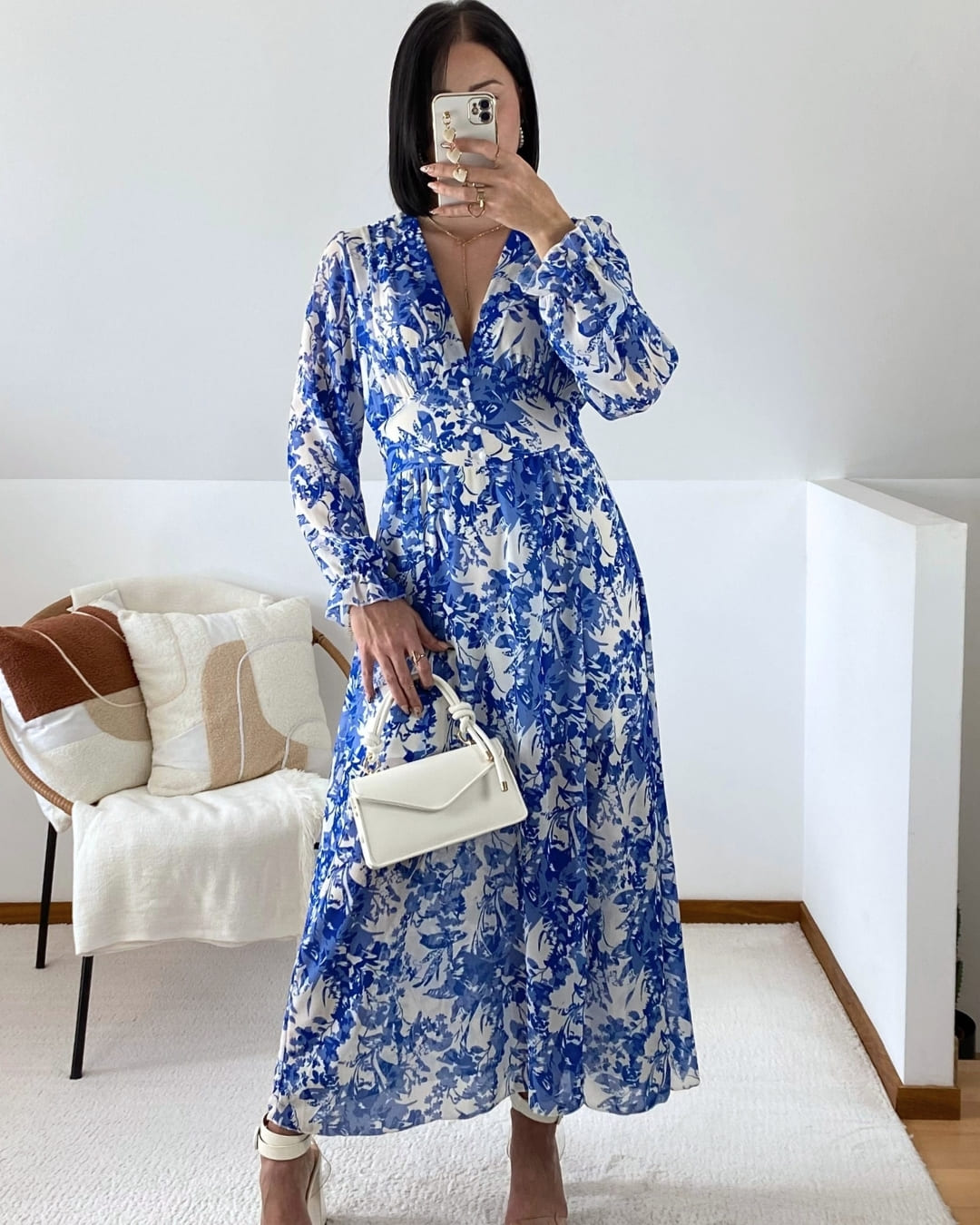 Robe longue fluide à imprimé floral