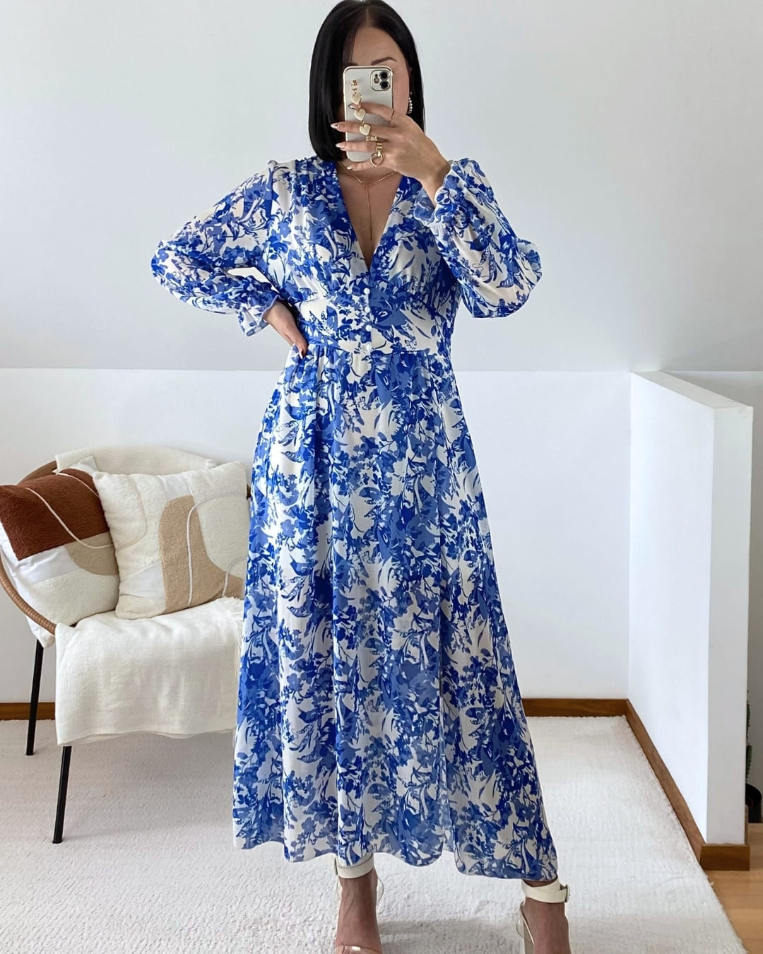 Robe longue fluide à imprimé floral