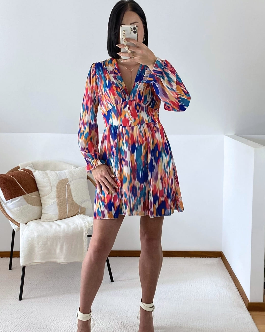 Robe courte et fluide multicolore