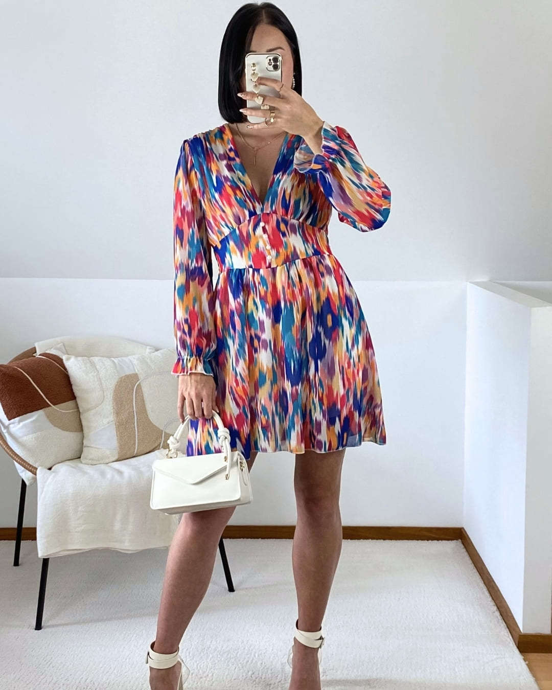 Robe courte et fluide multicolore