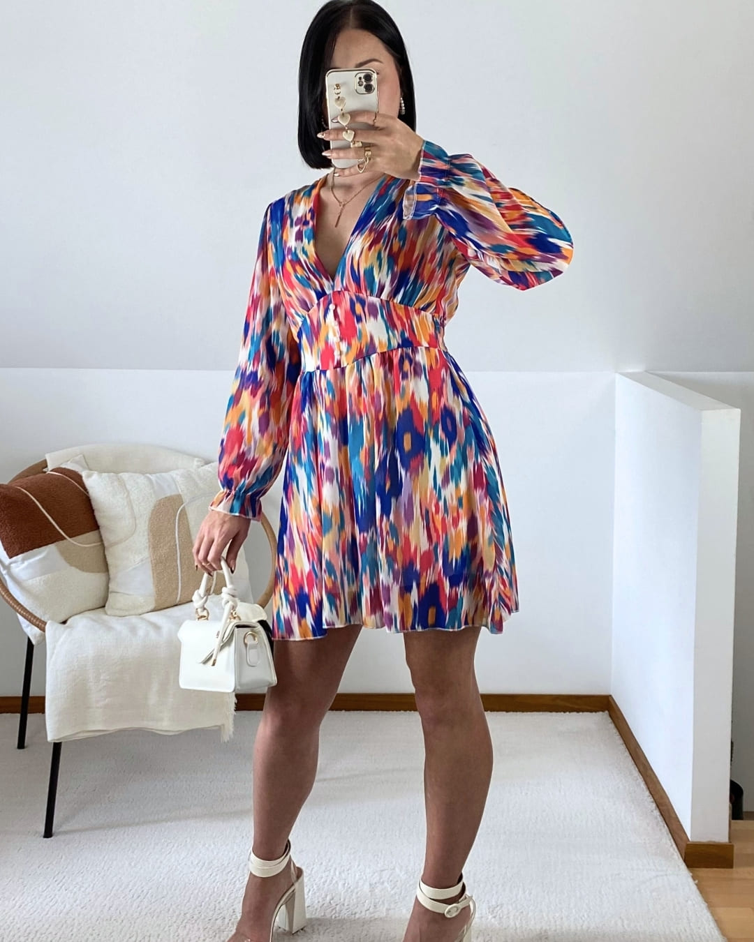 Robe courte et fluide multicolore