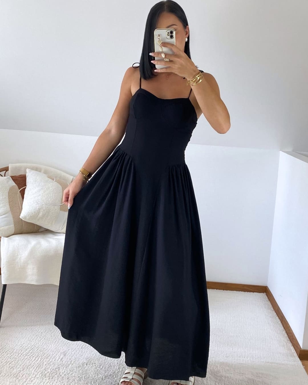 Robe longue à bretelles nouées