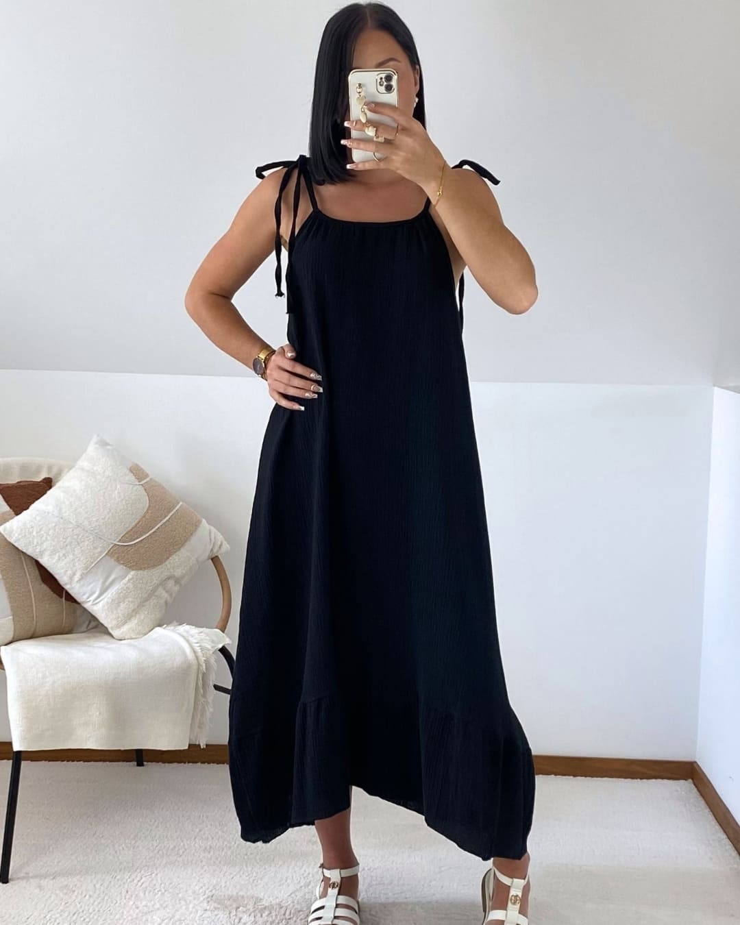 Robe longue en gaze de coton