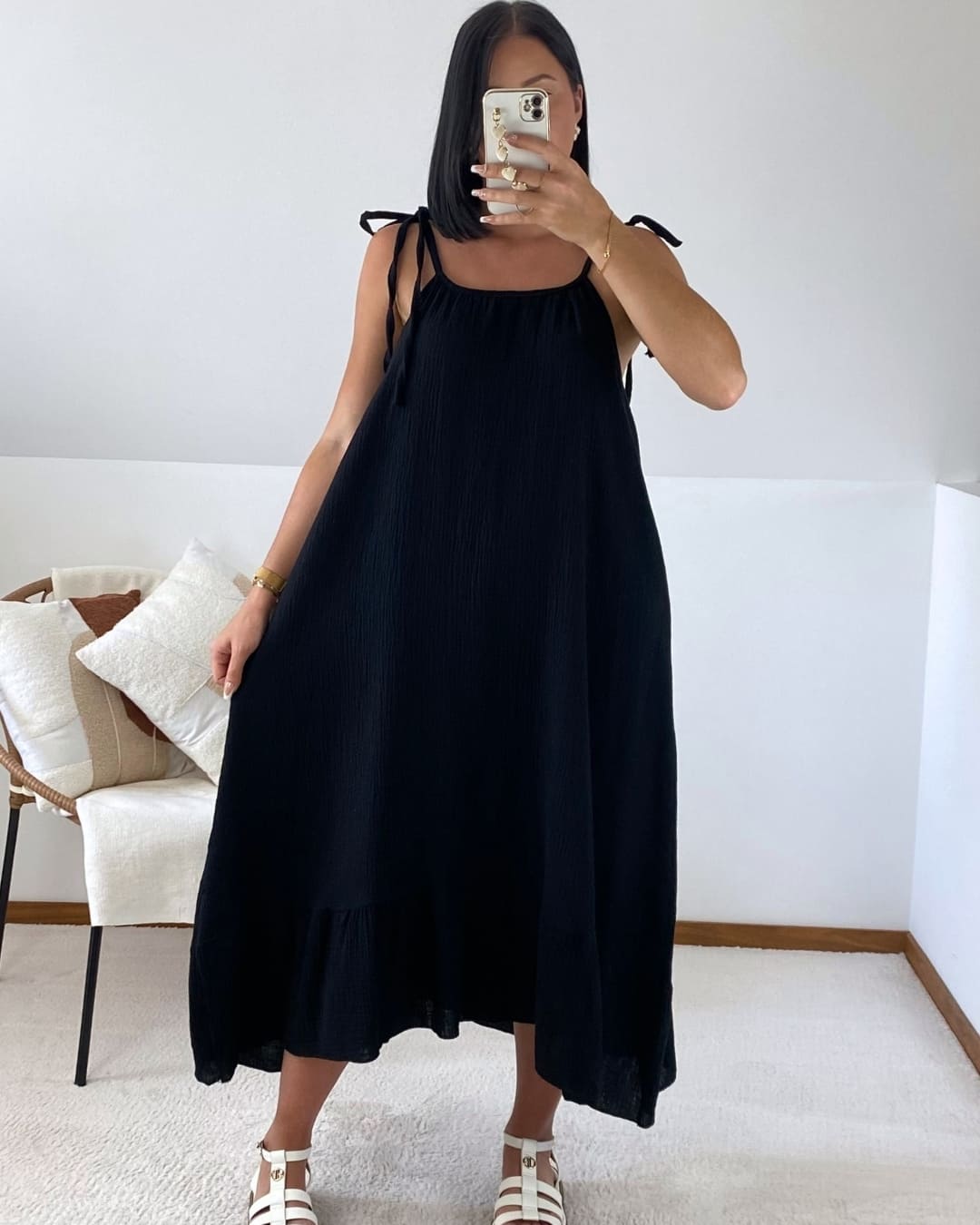Robe longue en gaze de coton