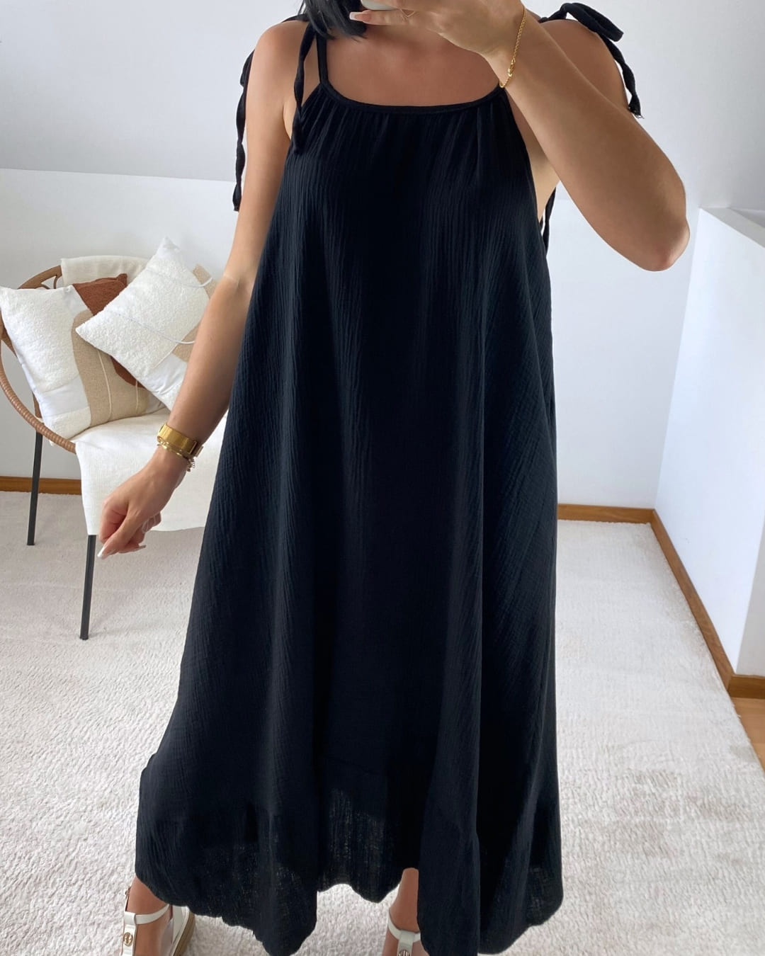 Robe longue en gaze de coton