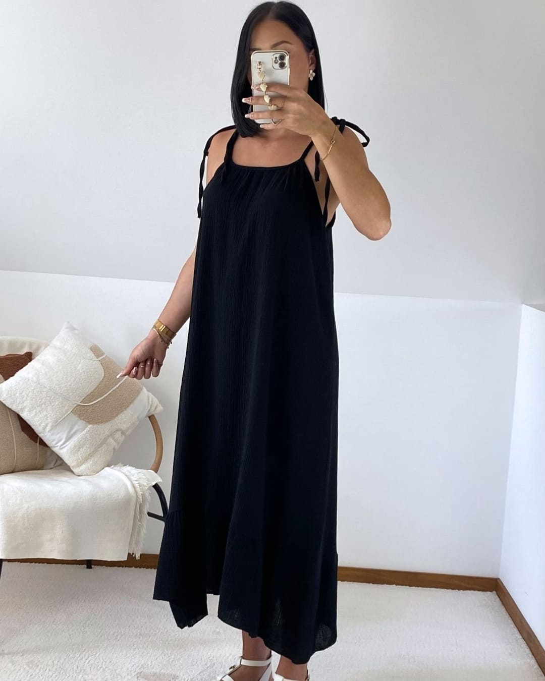 Robe longue en gaze de coton