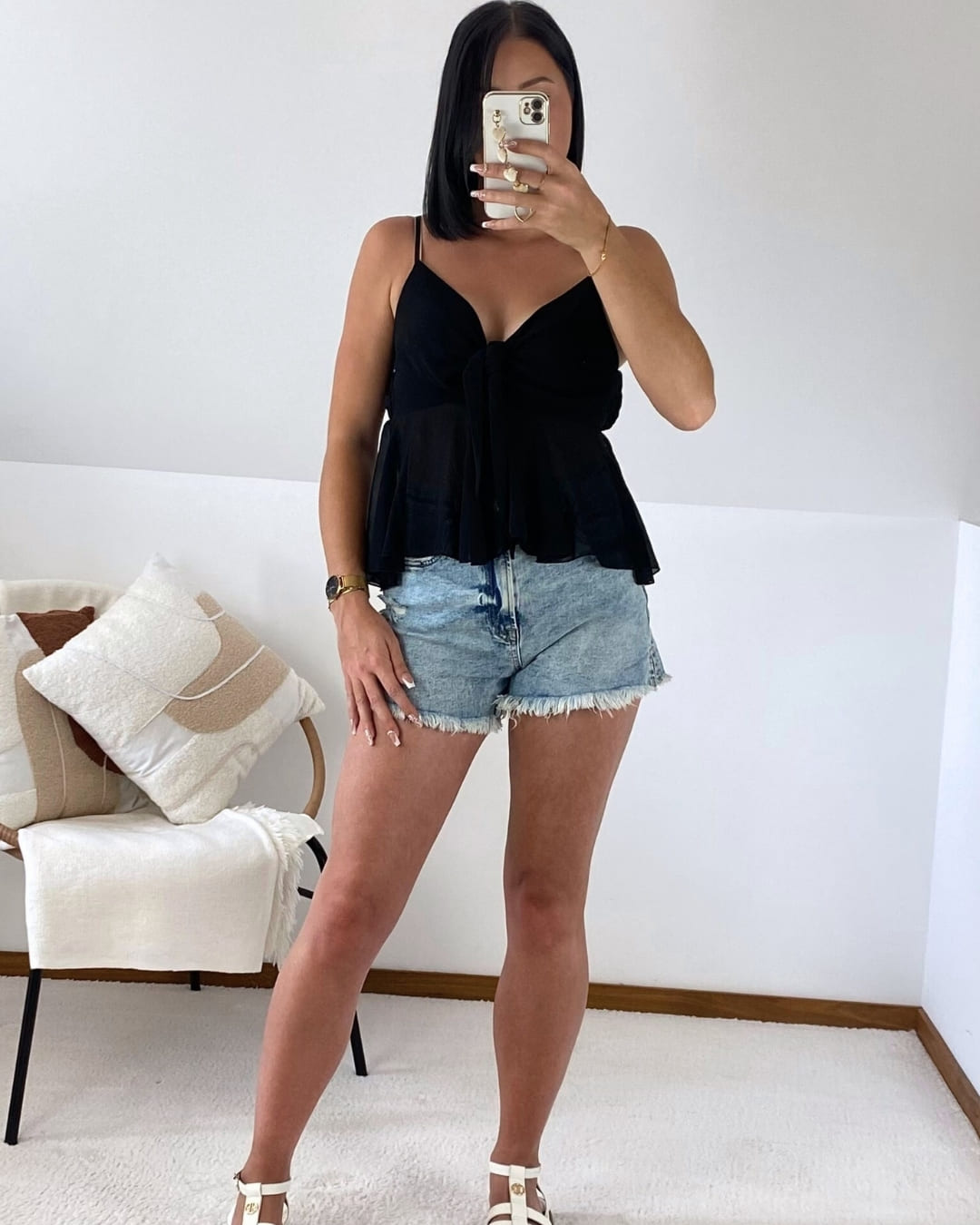 Top évasé à décolleté nœud
