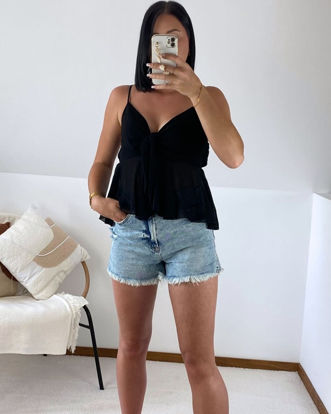 Top évasé à décolleté nœud