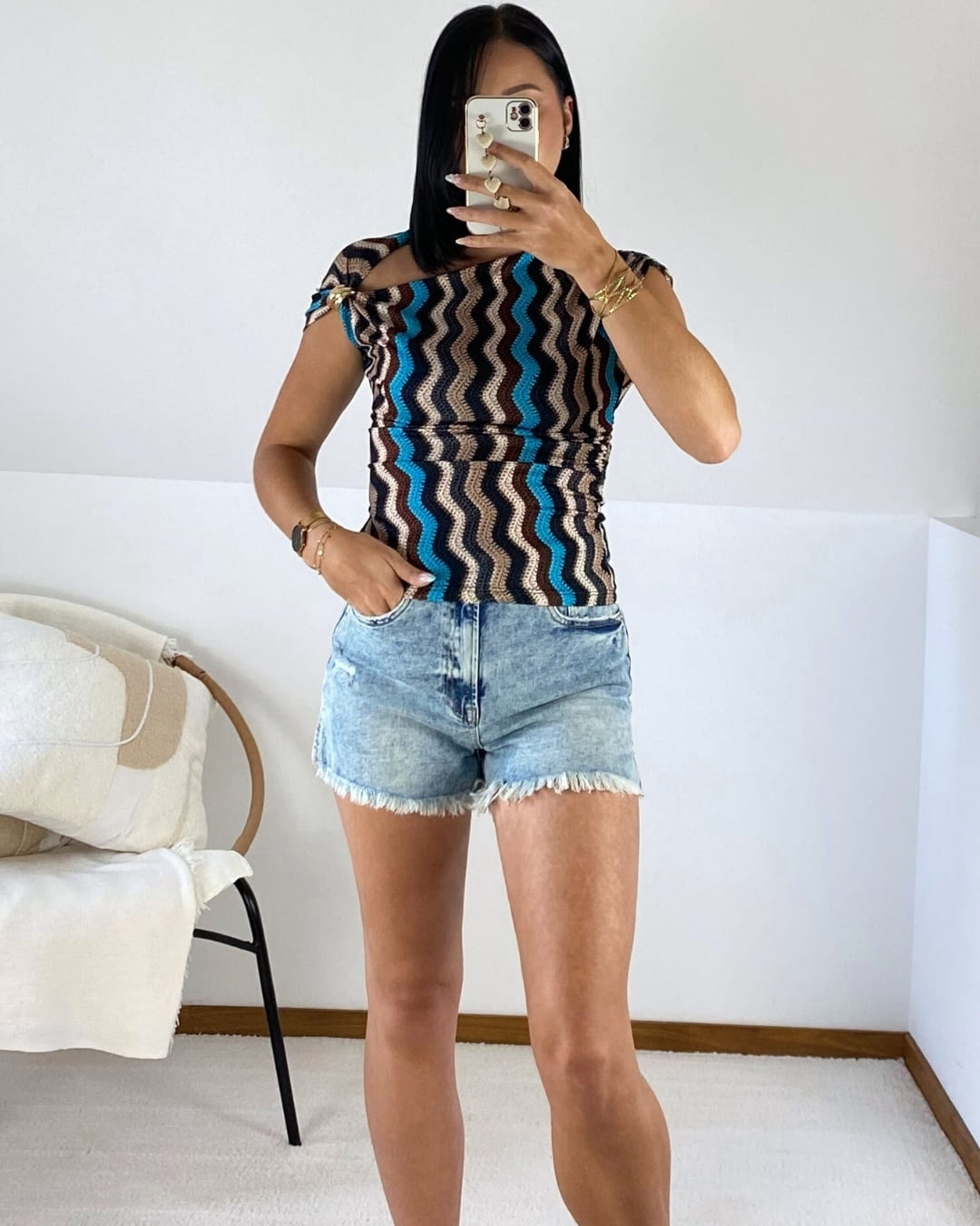 Top asymétrique à imprimé