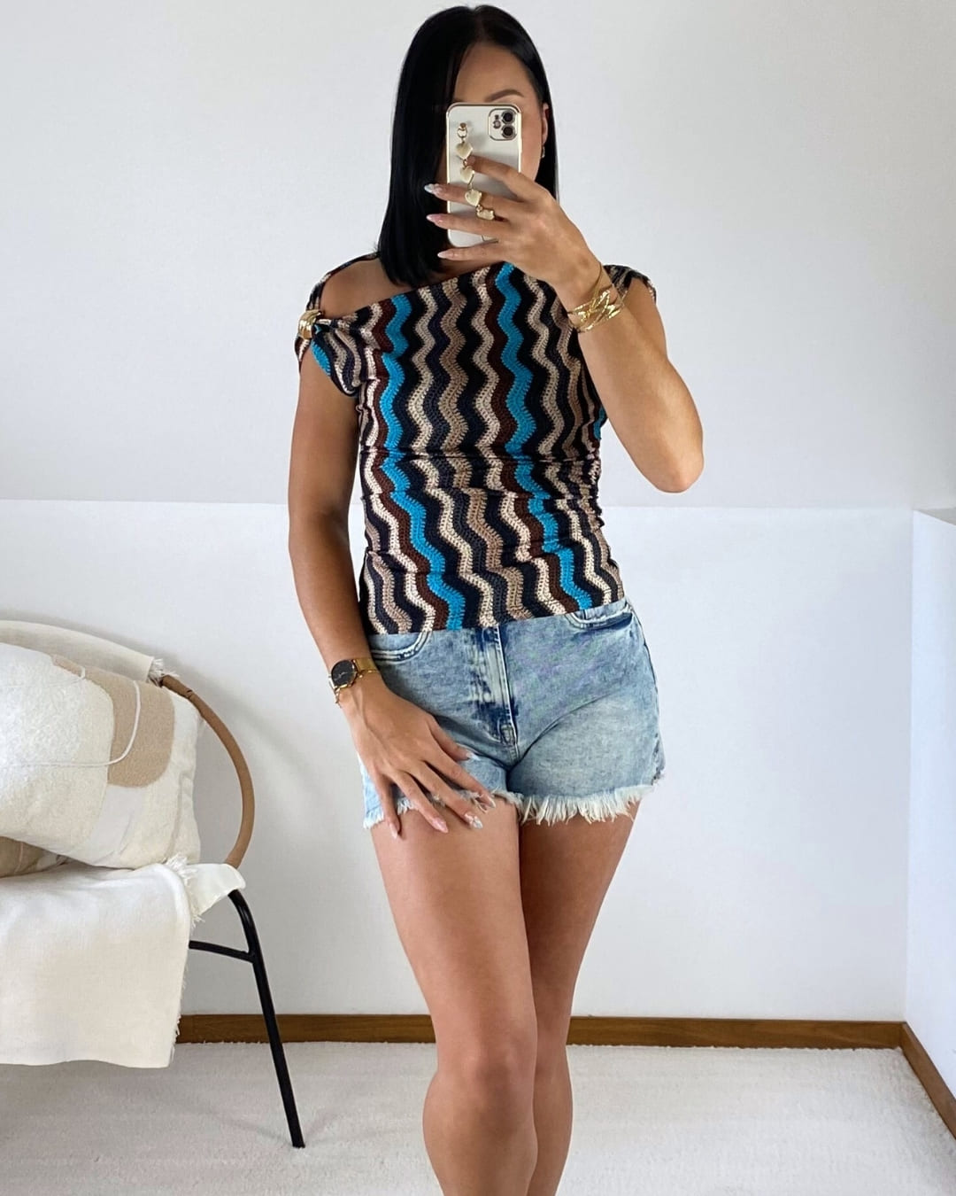 Top asymétrique à imprimé