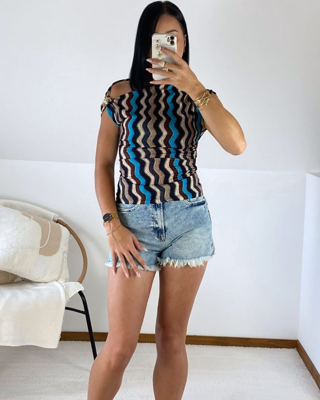 Top asymétrique à imprimé