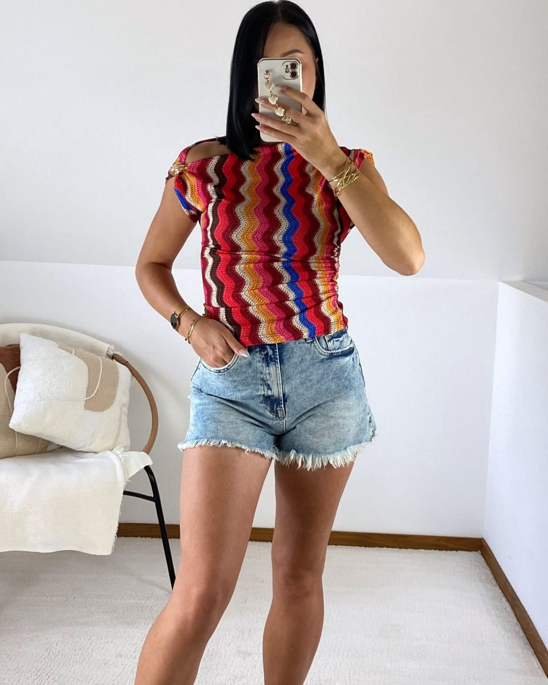 Top asymétrique à imprimé