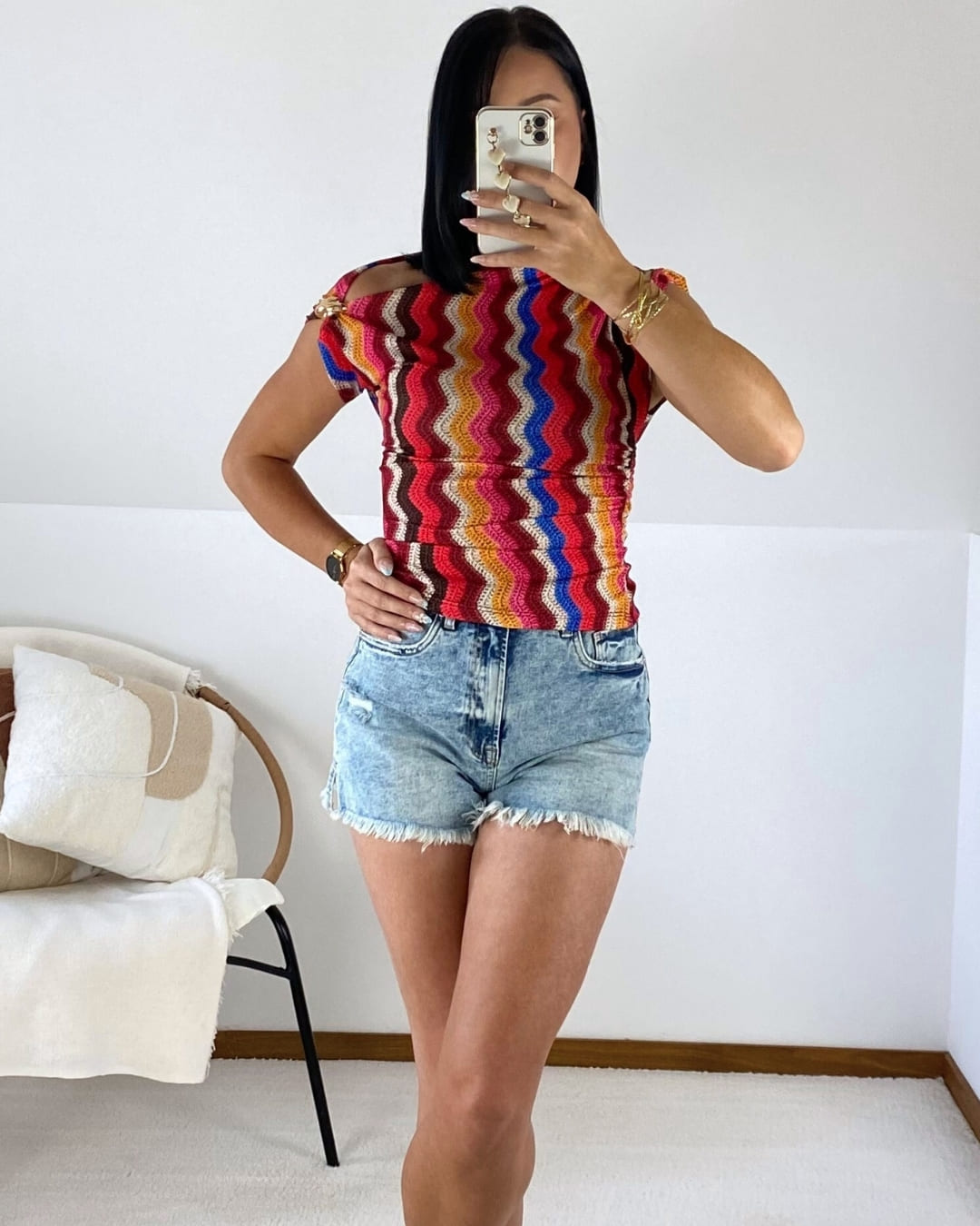 Top asymétrique à imprimé