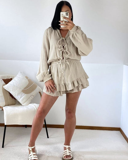 Combishort en gaze de coton à nouer