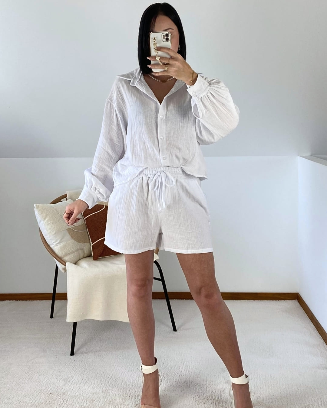 Cotton gauze set: Shirt and shorts