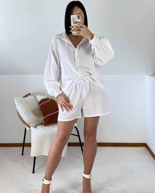 Cotton gauze set: Shirt and shorts