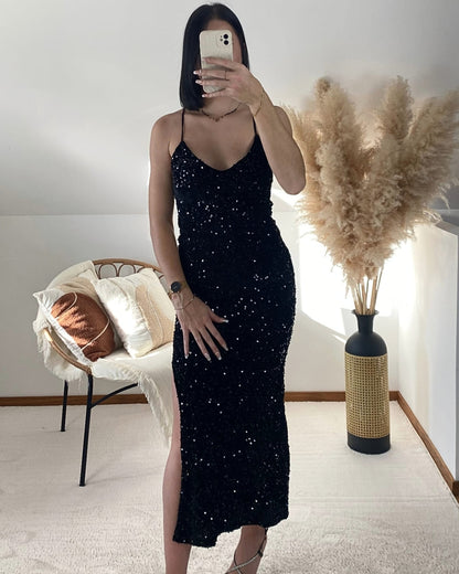 Robe longue à sequins