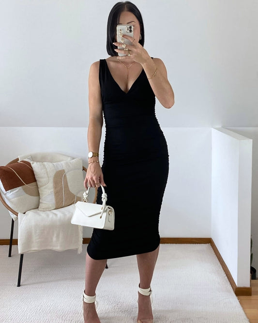 Robe drapée col V