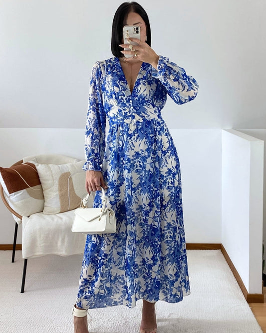 Robe longue fluide à imprimé floral