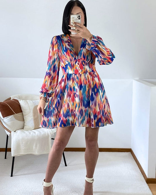 Robe courte et fluide multicolore