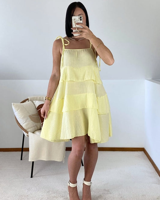 Cotton gauze ruffled dress