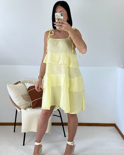 Cotton gauze ruffled dress