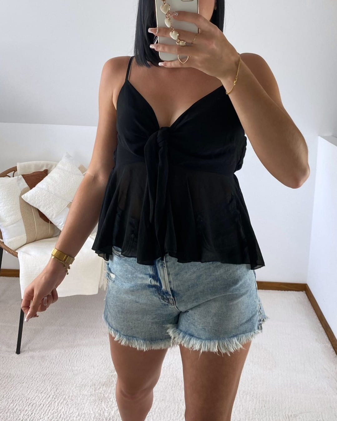 Top évasé à décolleté nœud