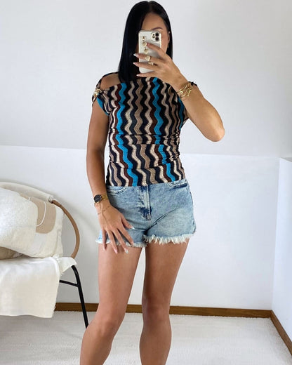 Top asymétrique à imprimé