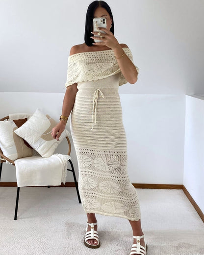Robe longue en maille ajourée
